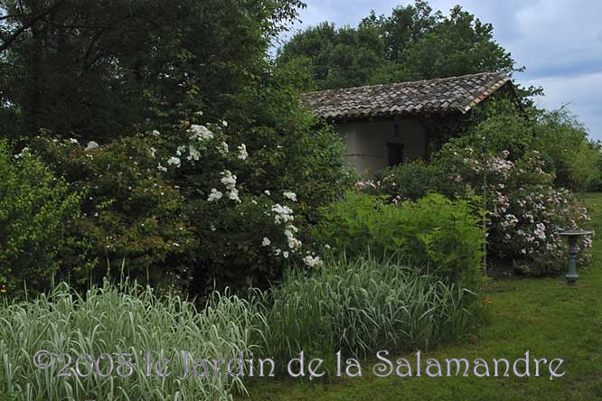 Scène avec le bureau au Jardin de la Salamandre en Dordogne